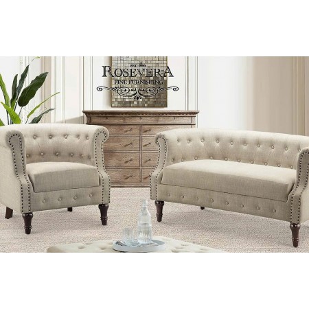 QH23-03 : Bộ Ghế Sofa Phòng Khách Viền Đinh Tán - 2 Món